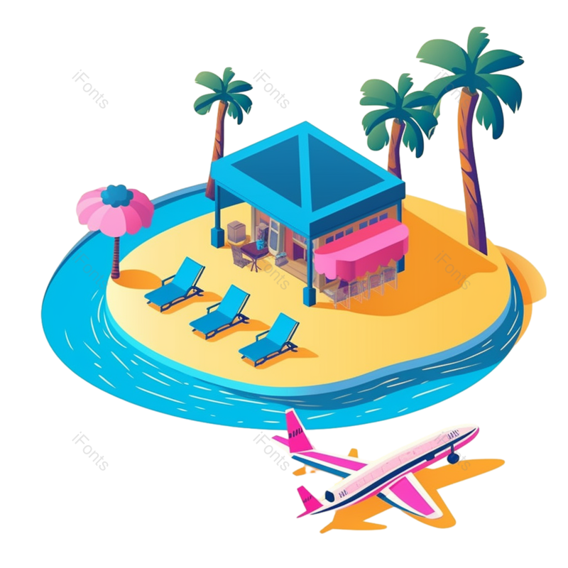 扁平化设计图片,幸福元素,夏天PNG,海洋免抠素材